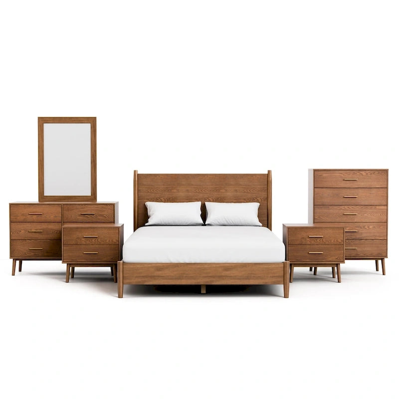 Furniture of America Beau Midcentury 6-Piece Walnut Queen Bedroom Set 28