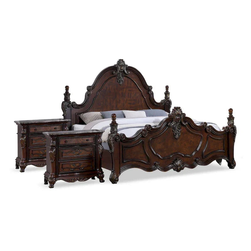 Furniture of America Eugene Set Camera da Letto Tradizionale 3 Pezzi in Legno di Ciliegio Scuro con Pannelli 16