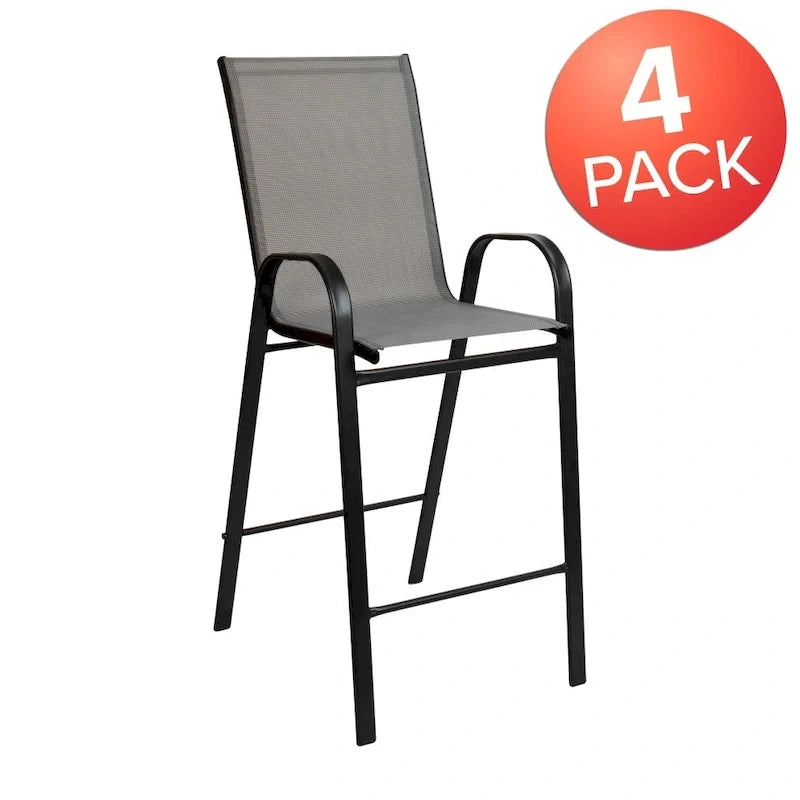 4 Pack Outdoor Barstools with Flex Comfort Material - Patio Stool 19
