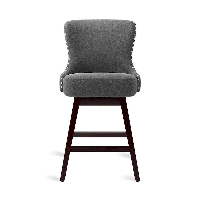 LUE BONA 26 in. Mid-Century Modern Counter Stools Faux Leather/Fabric Upholstered Swivel Bar Stools for Island Set of 4 32