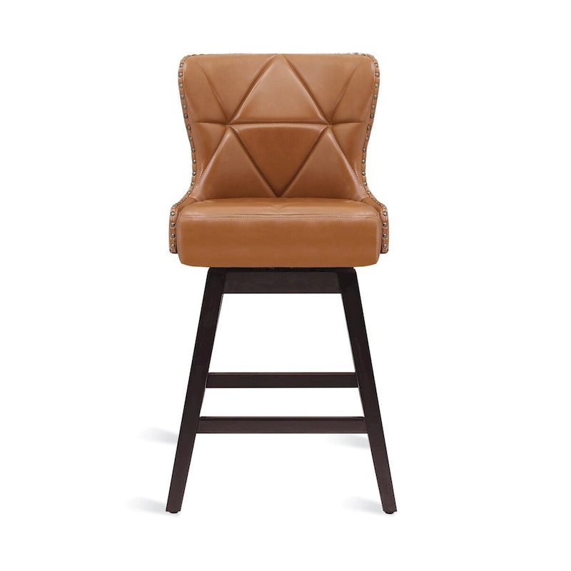 LUE BONA 26 in. Mid-Century Modern Counter Stools Faux Leather/Fabric Upholstered Swivel Bar Stools for Island Set of 4