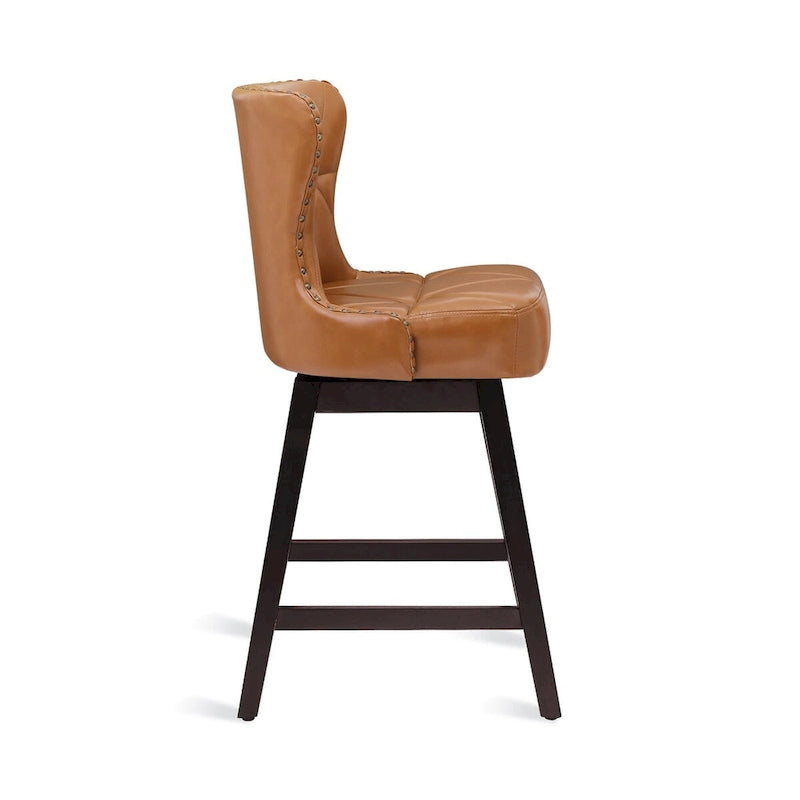 LUE BONA 26 in. Mid-Century Modern Counter Stools Faux Leather/Fabric Upholstered Swivel Bar Stools for Island Set of 4 3
