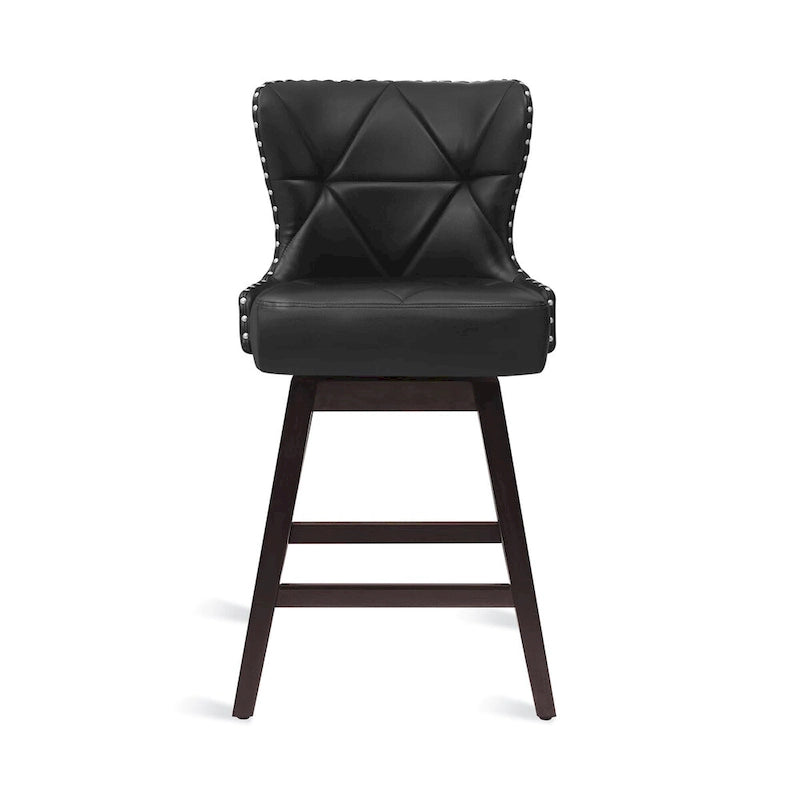 LUE BONA 26 in. Mid-Century Modern Counter Stools Faux Leather/Fabric Upholstered Swivel Bar Stools for Island Set of 4 13