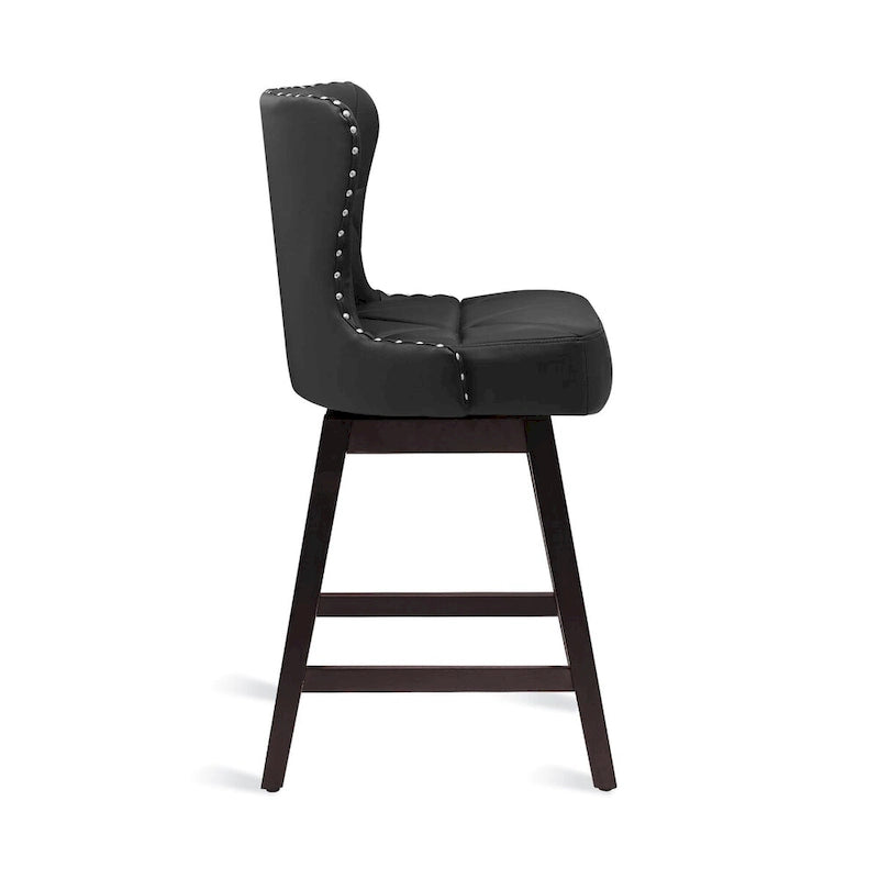 LUE BONA 26 in. Mid-Century Modern Counter Stools Faux Leather/Fabric Upholstered Swivel Bar Stools for Island Set of 4 14