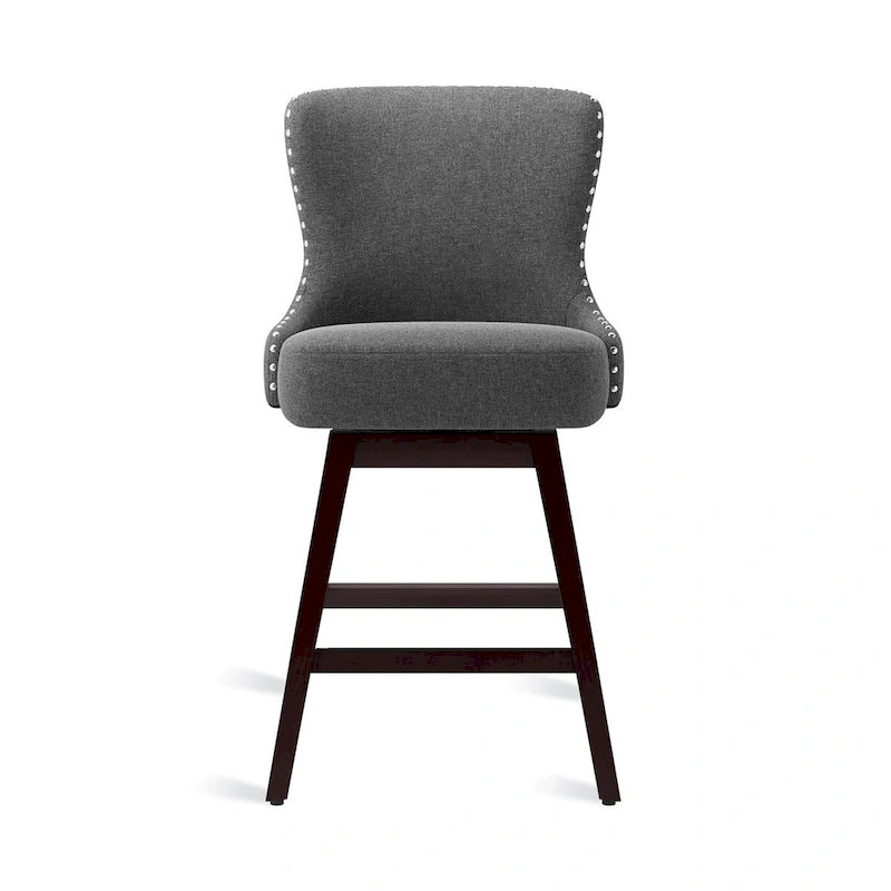 LUE BONA 26 in. Mid-Century Modern Counter Stools Faux Leather/Fabric Upholstered Swivel Bar Stools for Island Set of 4 18