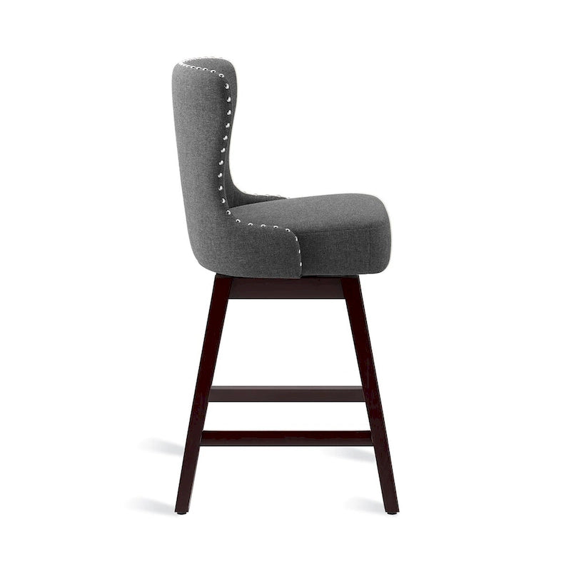 LUE BONA 26 in. Mid-Century Modern Counter Stools Faux Leather/Fabric Upholstered Swivel Bar Stools for Island Set of 4 19