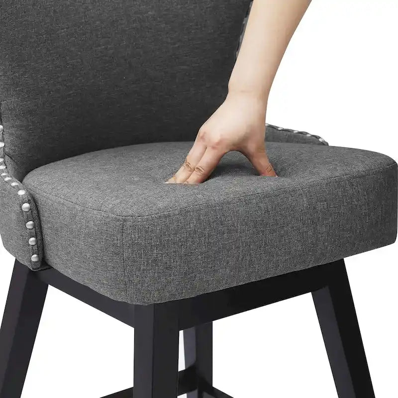 LUE BONA 26 in. Mid-Century Modern Counter Stools Faux Leather/Fabric Upholstered Swivel Bar Stools for Island Set of 4 24