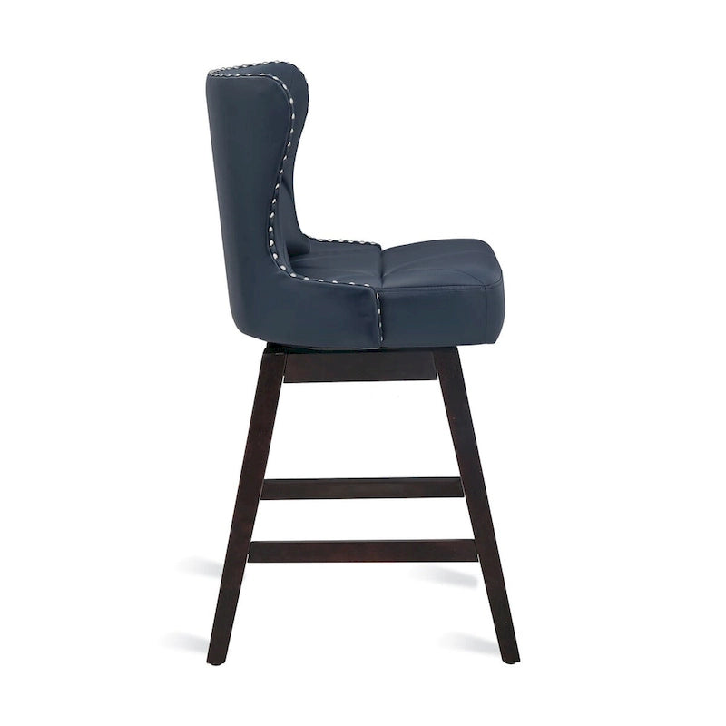 LUE BONA 26 in. Mid-Century Modern Counter Stools Faux Leather/Fabric Upholstered Swivel Bar Stools for Island Set of 4 25