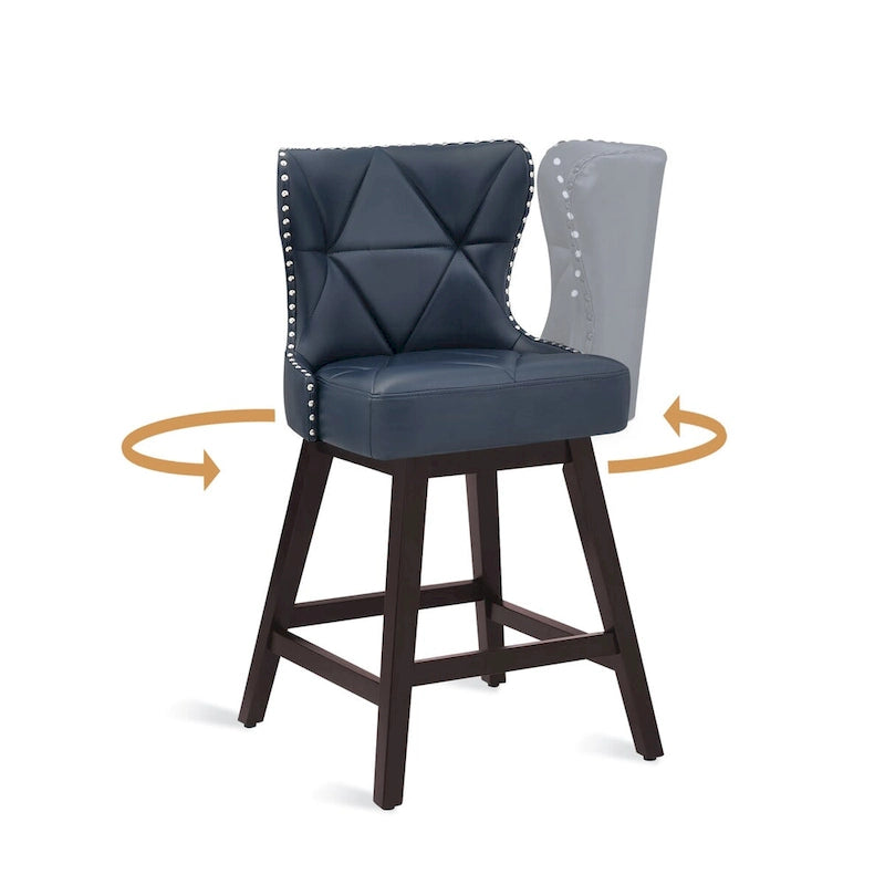 LUE BONA 26 in. Mid-Century Modern Counter Stools Faux Leather/Fabric Upholstered Swivel Bar Stools for Island Set of 4 26