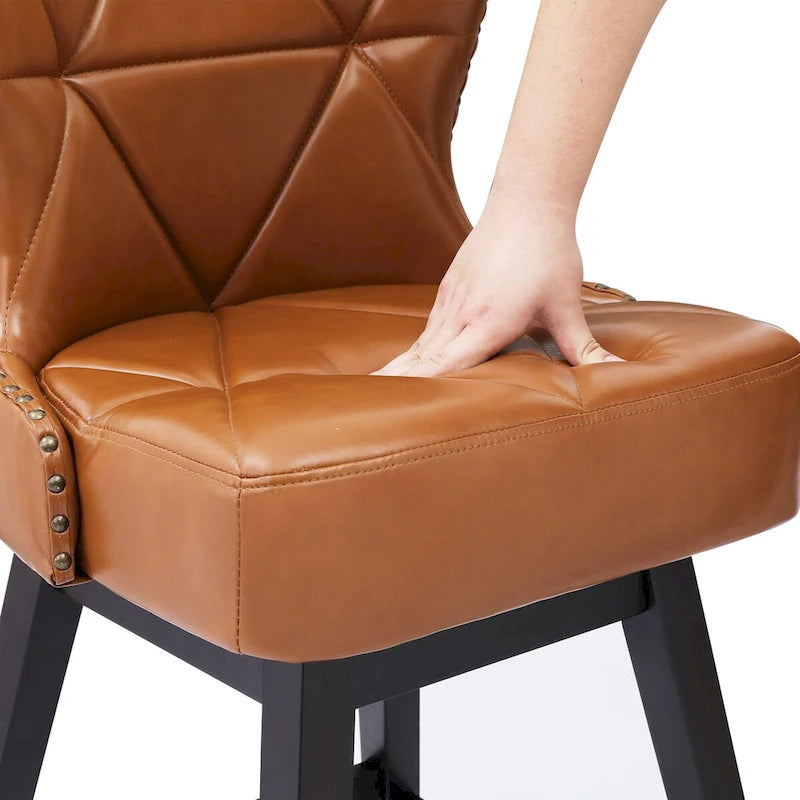 LUE BONA 26 in. Mid-Century Modern Counter Stools Faux Leather/Fabric Upholstered Swivel Bar Stools for Island Set of 4 31