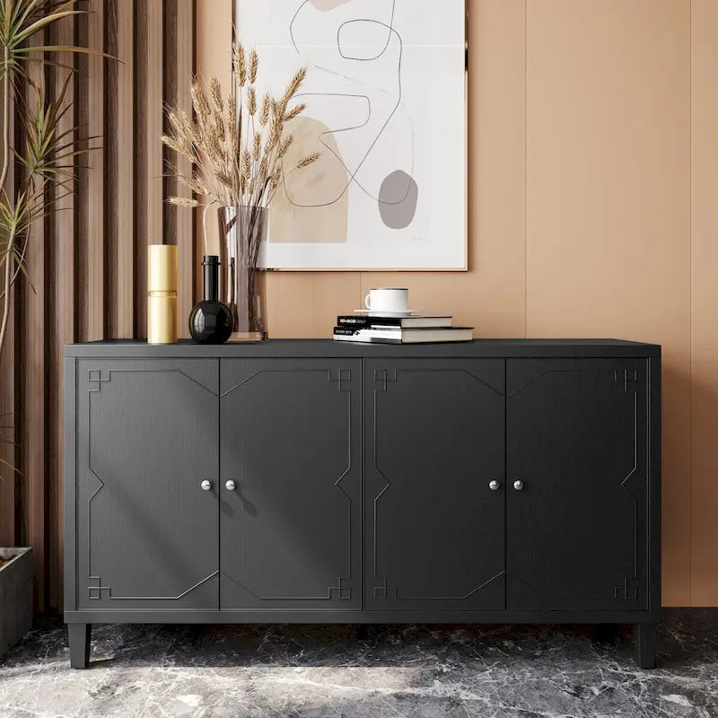 Accent Cabinet 4 Door Wooden Cabinet Sideboard Buffet Server Cabinet - N/A 11