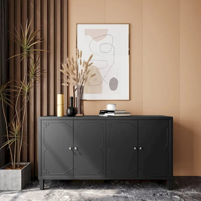 Accent Cabinet 4 Door Wooden Cabinet Sideboard Buffet Server Cabinet - N/A 3