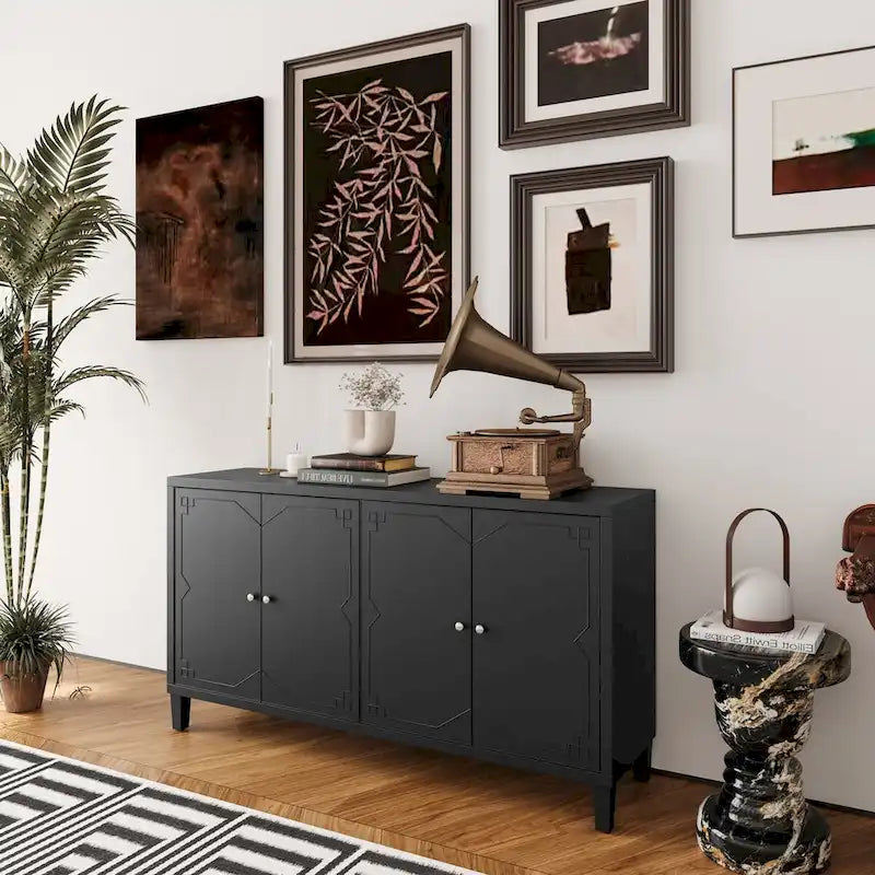 Accent Cabinet 4 Door Wooden Cabinet Sideboard Buffet Server Cabinet - N/A 4