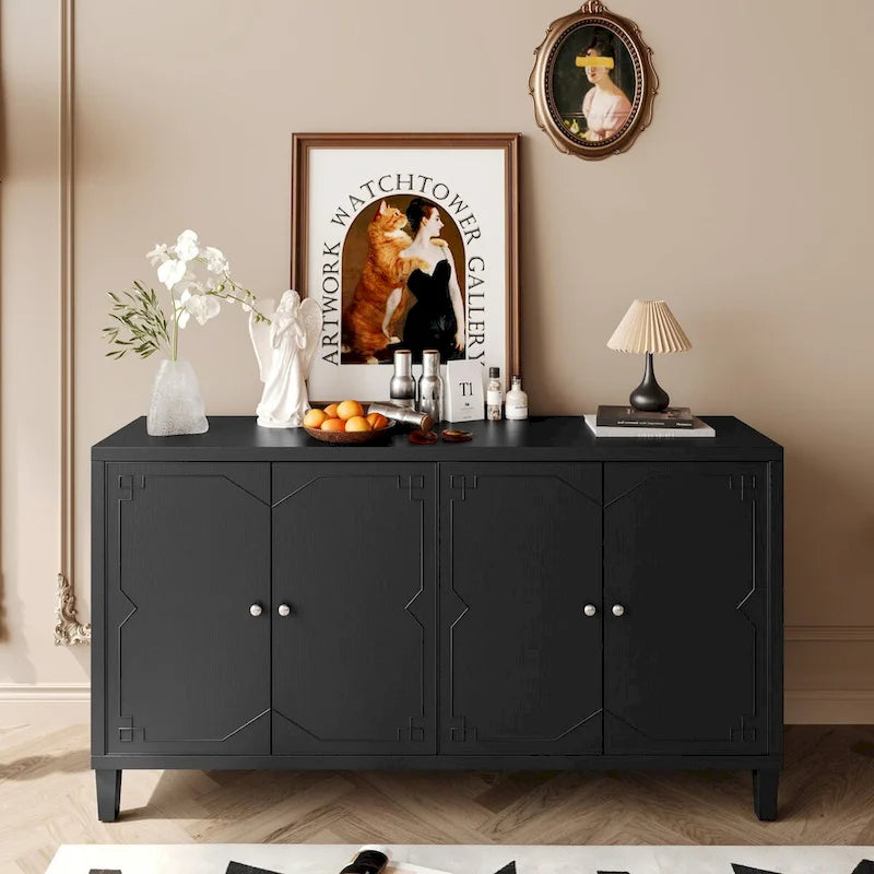 Accent Cabinet 4 Door Wooden Cabinet Sideboard Buffet Server Cabinet - N/A 5