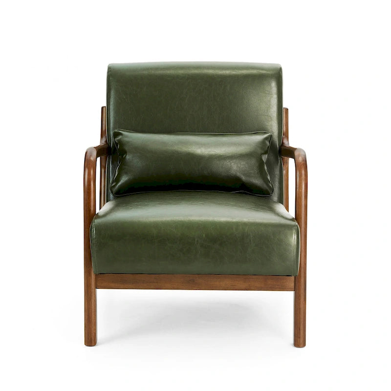 Glitzhome Set of 2 30.75H Mid-Century Modern PU Leather Accent Chairs with Cushion - 25.75W x 33.75D x 30.75H 26