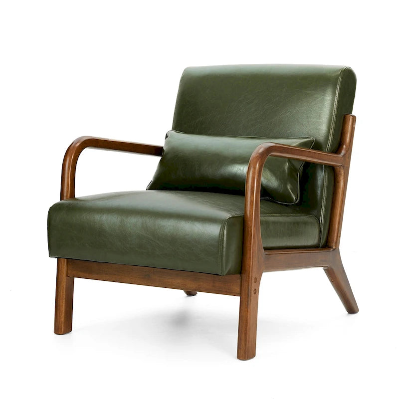 Glitzhome Set of 2 30.75H Mid-Century Modern PU Leather Accent Chairs with Cushion - 25.75W x 33.75D x 30.75H 27