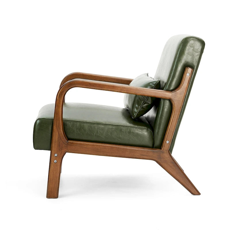 Glitzhome Set of 2 30.75H Mid-Century Modern PU Leather Accent Chairs with Cushion - 25.75W x 33.75D x 30.75H 28
