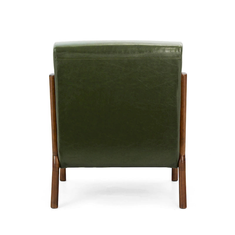 Glitzhome Set of 2 30.75H Mid-Century Modern PU Leather Accent Chairs with Cushion - 25.75W x 33.75D x 30.75H 30