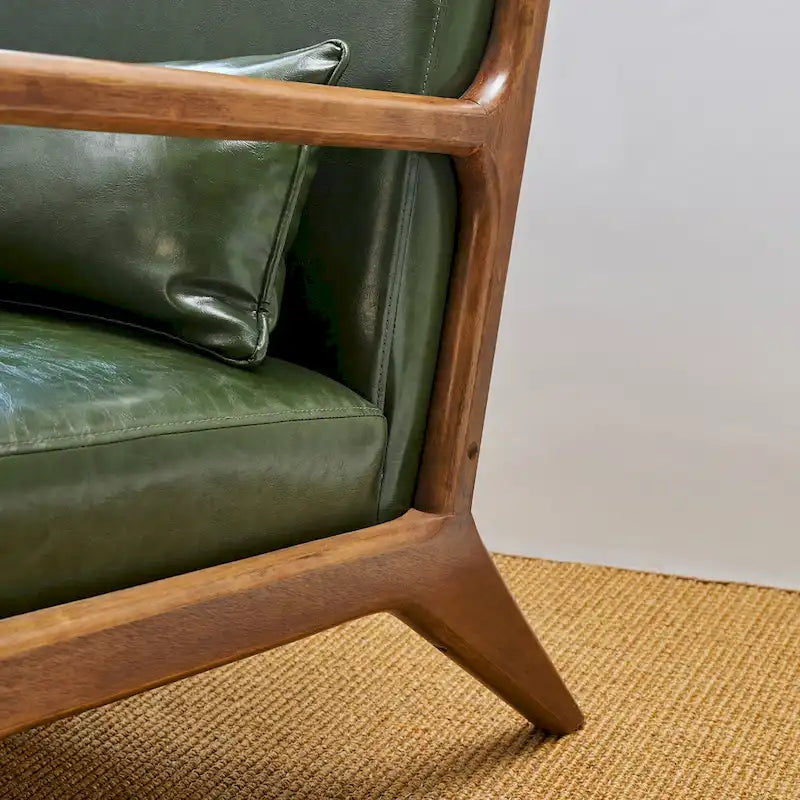 Glitzhome Set of 2 30.75H Mid-Century Modern PU Leather Accent Chairs with Cushion - 25.75W x 33.75D x 30.75H 32