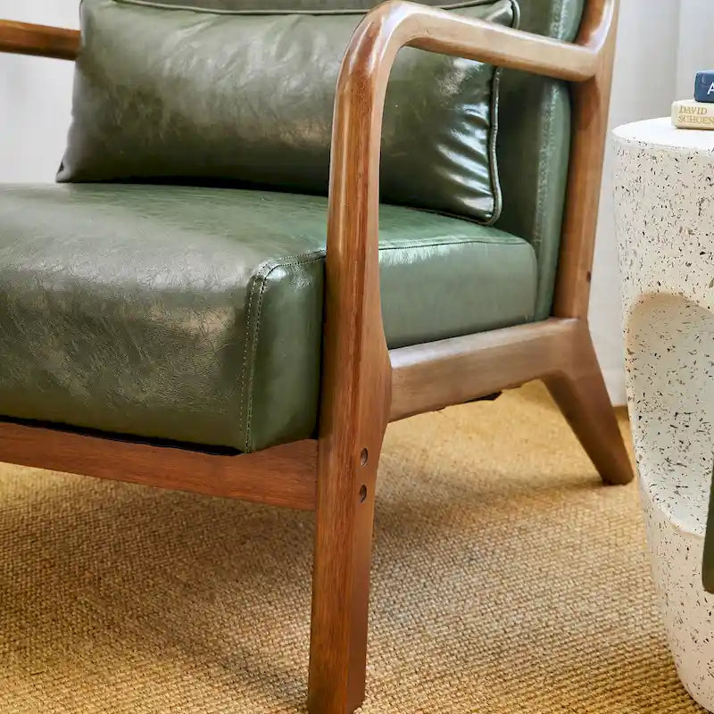 Glitzhome Set of 2 30.75H Mid-Century Modern PU Leather Accent Chairs with Cushion - 25.75W x 33.75D x 30.75H 33