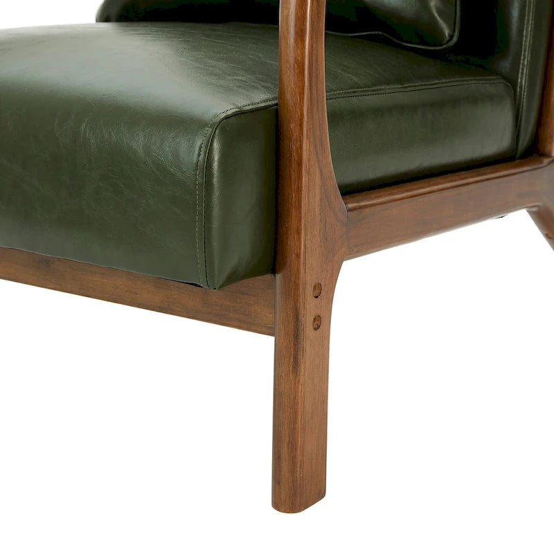 Glitzhome Set of 2 30.75H Mid-Century Modern PU Leather Accent Chairs with Cushion - 25.75W x 33.75D x 30.75H 34