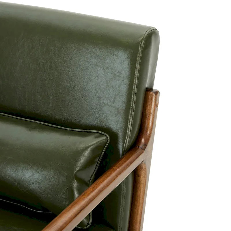 Glitzhome Set of 2 30.75H Mid-Century Modern PU Leather Accent Chairs with Cushion - 25.75W x 33.75D x 30.75H 35