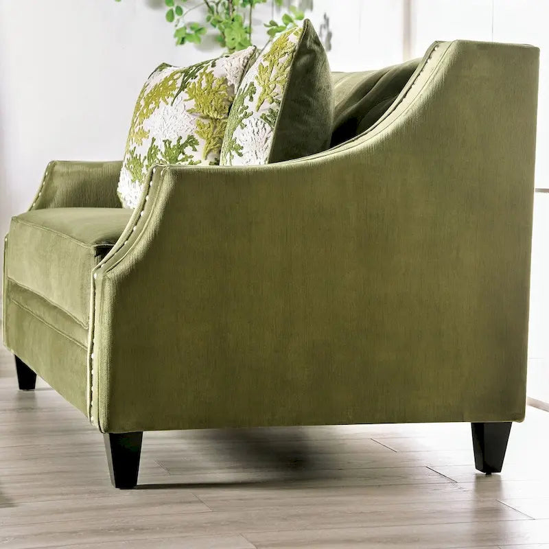 Divanetto imbottito Olie in legno massello verde transizionale di Furniture of America
