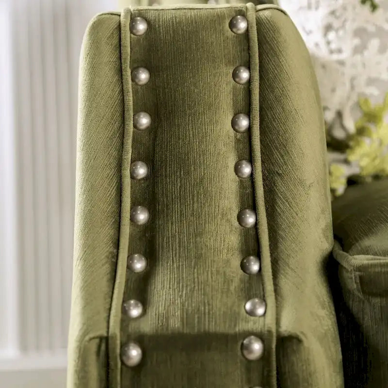 Divanetto imbottito Olie in legno massello verde transizionale di Furniture of America 8