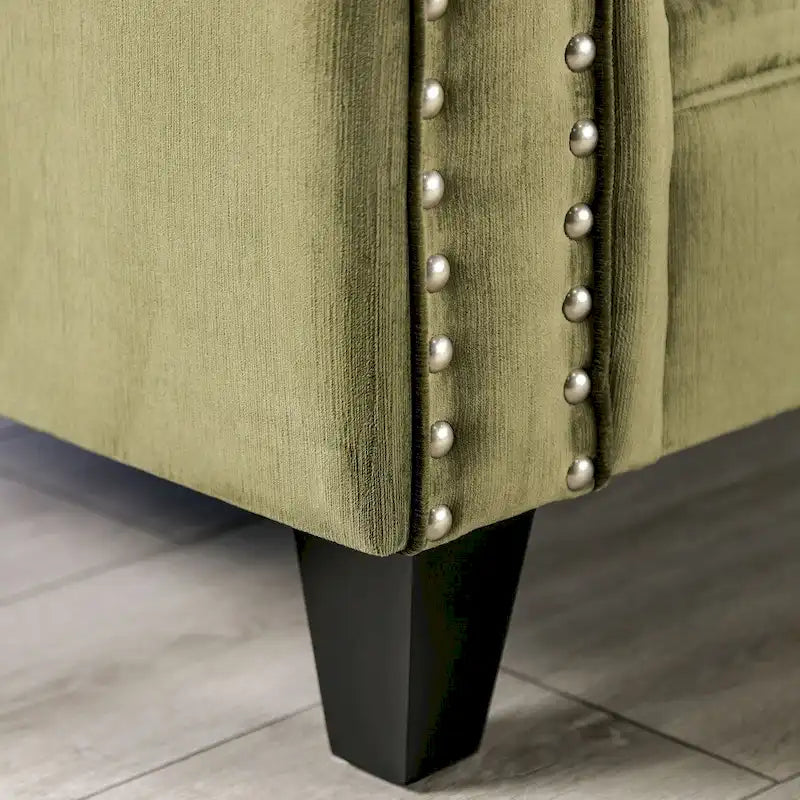 Divanetto imbottito Olie in legno massello verde transizionale di Furniture of America 9