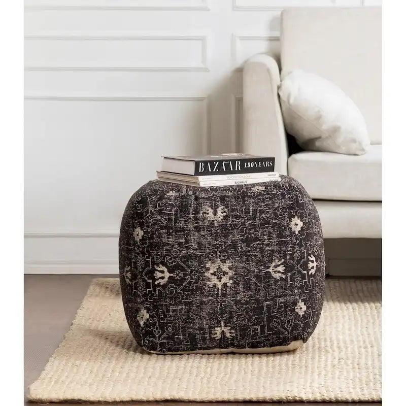 Jani Tamarindo 20 x 20 x 20 Square Black & White Pouf Ottoman - Handmade Footrest for Living Room, Nursery 10