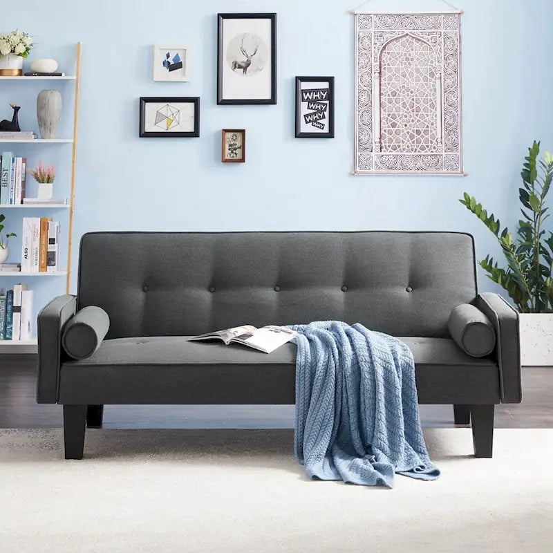 Living room sofa convertible into sofa bed includes two pillows 3