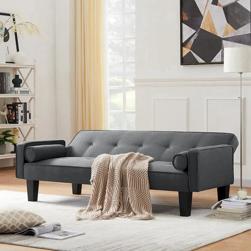 Living room sofa convertible into sofa bed includes two pillows 4