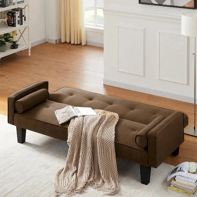 Living room sofa convertible into sofa bed includes two pillows 7