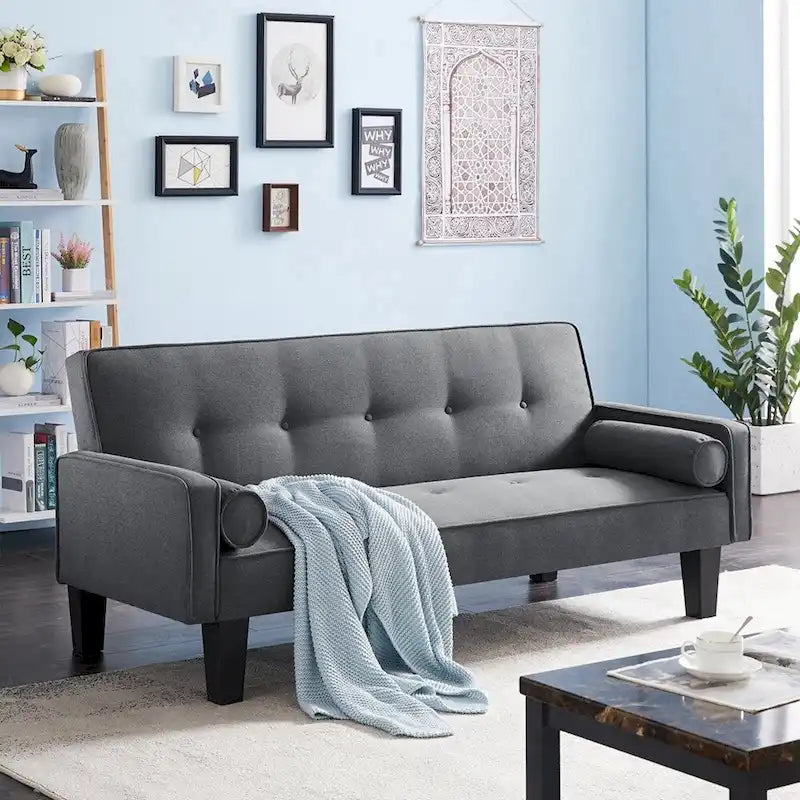 Living room sofa convertible into sofa bed includes two pillows 12