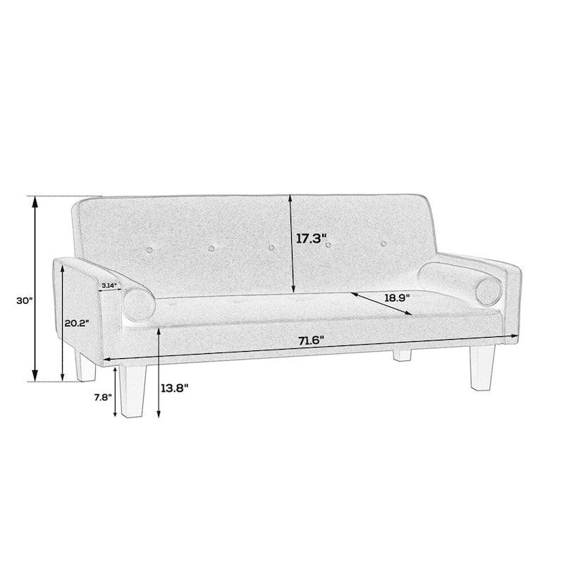 Living room sofa convertible into sofa bed includes two pillows 16