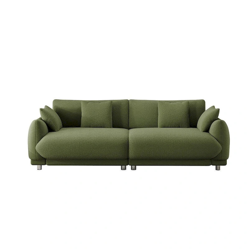 86.6 Modern Teddy Velvet Triple Sofa with 4 Pillows and Metal Legs 8