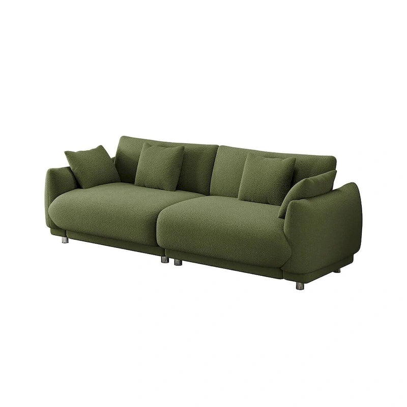 86.6 Modern Teddy Velvet Triple Sofa with 4 Pillows and Metal Legs 9