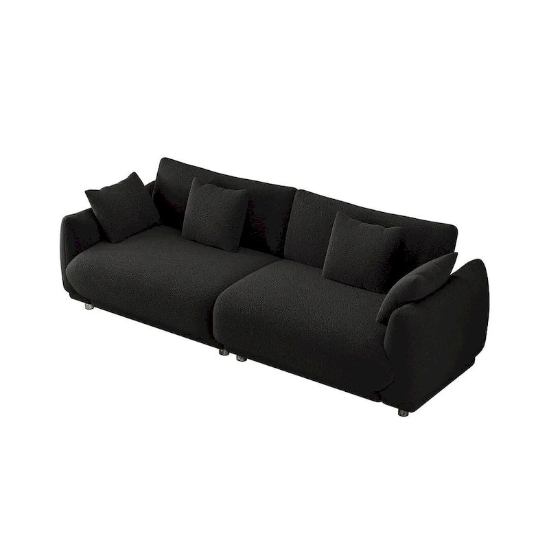86.6 Modern Teddy Velvet Triple Sofa with 4 Pillows and Metal Legs 12