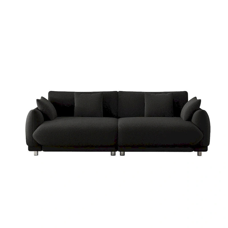 86.6 Modern Teddy Velvet Triple Sofa with 4 Pillows and Metal Legs 13