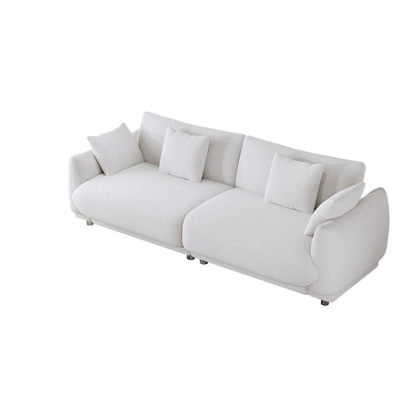 86.6 Modern Teddy Velvet Triple Sofa with 4 Pillows and Metal Legs 17