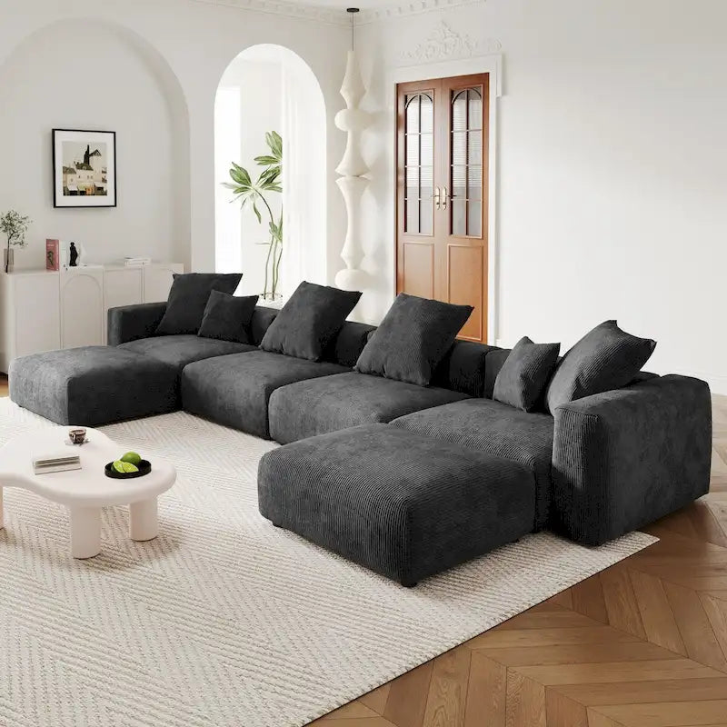 U-Shaped Luxurious Modular Sectional Couch with Chaise Ottoman 21