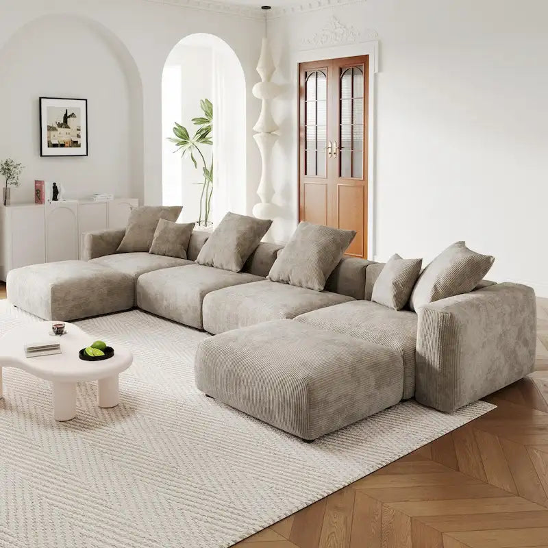 U-Shaped Luxurious Modular Sectional Couch with Chaise Ottoman 22