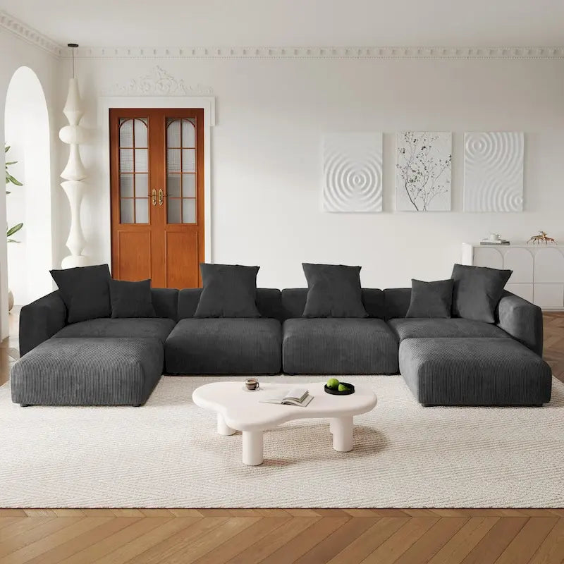 U-Shaped Luxurious Modular Sectional Couch with Chaise Ottoman 4