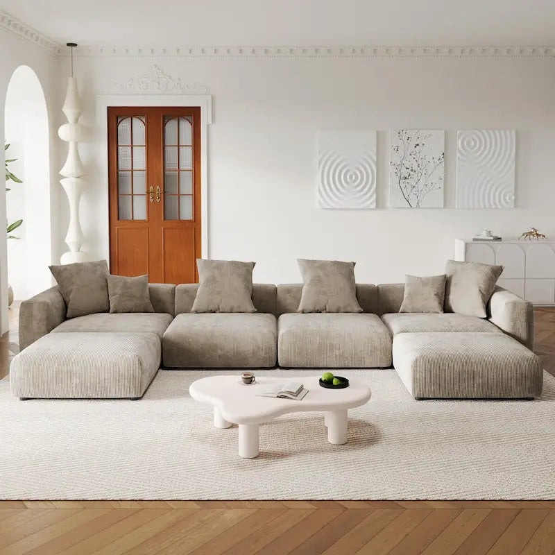 U-Shaped Luxurious Modular Sectional Couch with Chaise Ottoman 6