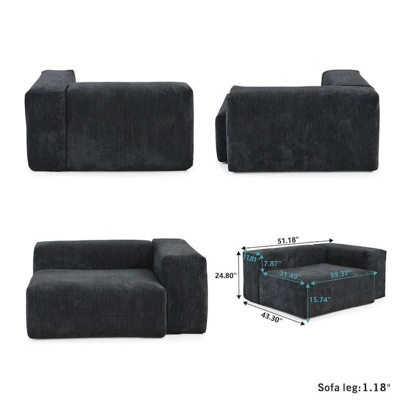 U-Shaped Luxurious Modular Sectional Couch with Chaise Ottoman 16
