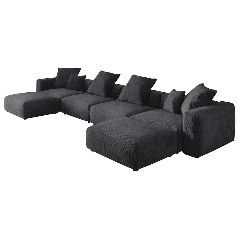 U-Shaped Luxurious Modular Sectional Couch with Chaise Ottoman 17