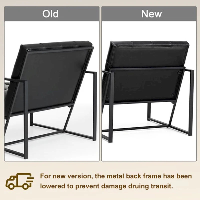 Glitzhome Set of 2 29.25W Mid-Century PU Leather Tufted Accent Chairs 10
