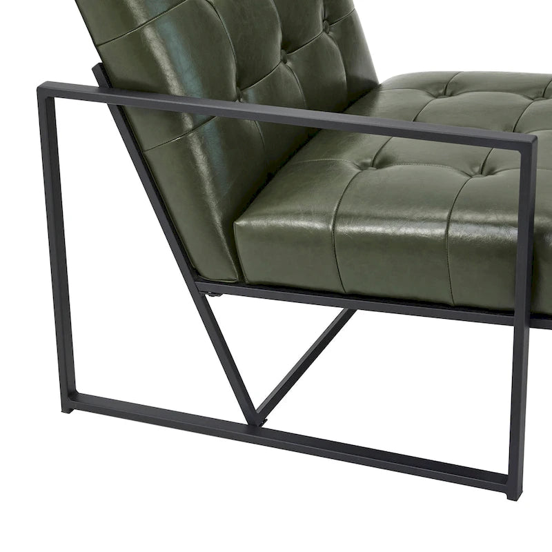 Glitzhome Set of 2 29.25W Mid-Century PU Leather Tufted Accent Chairs 22