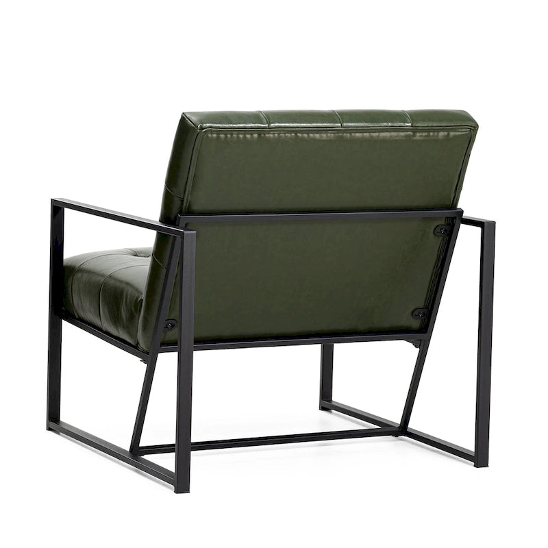 Glitzhome Set of 2 29.25W Mid-Century PU Leather Tufted Accent Chairs 24
