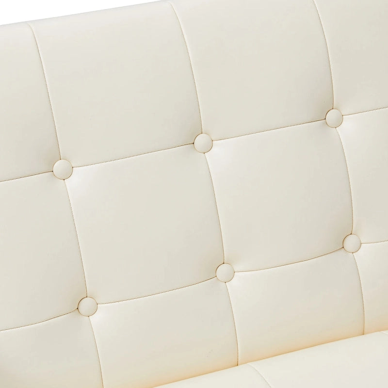 Glitzhome Set of 2 29.25W Mid-Century PU Leather Tufted Accent Chairs 34